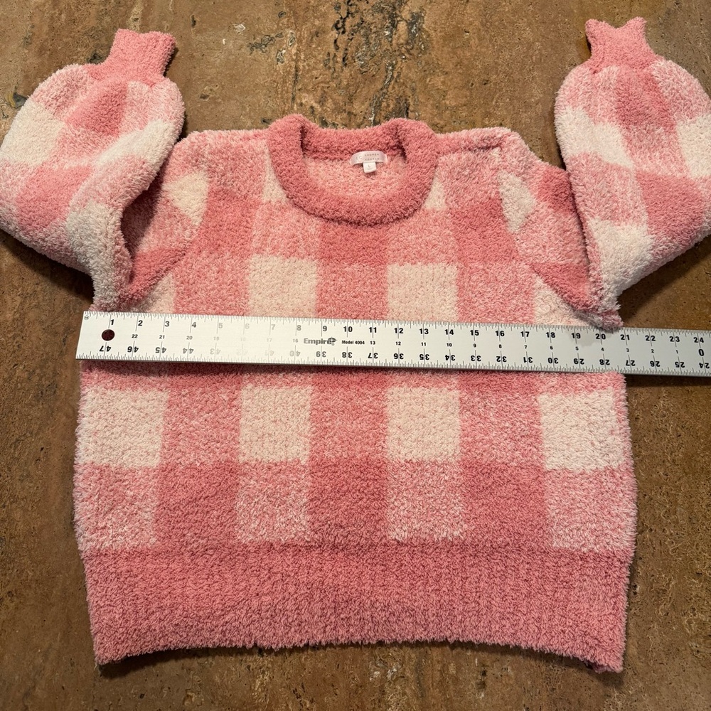 LC Lauren Conrad Cozy Pink Cream Plaid Long Sleeve Thick Knit Sweater Womens L - Picture 3 of 10
